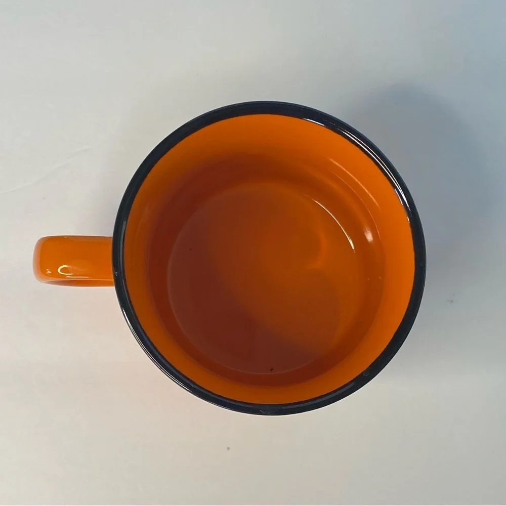 Bulleit Frontier Bourbon Whiskey Orange w/ Black Rim Ceramic Cups Mug